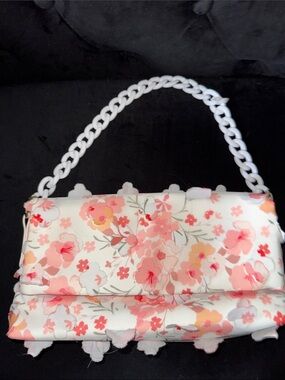 Floral Print Convertible Shoulder Bag - Pink & White